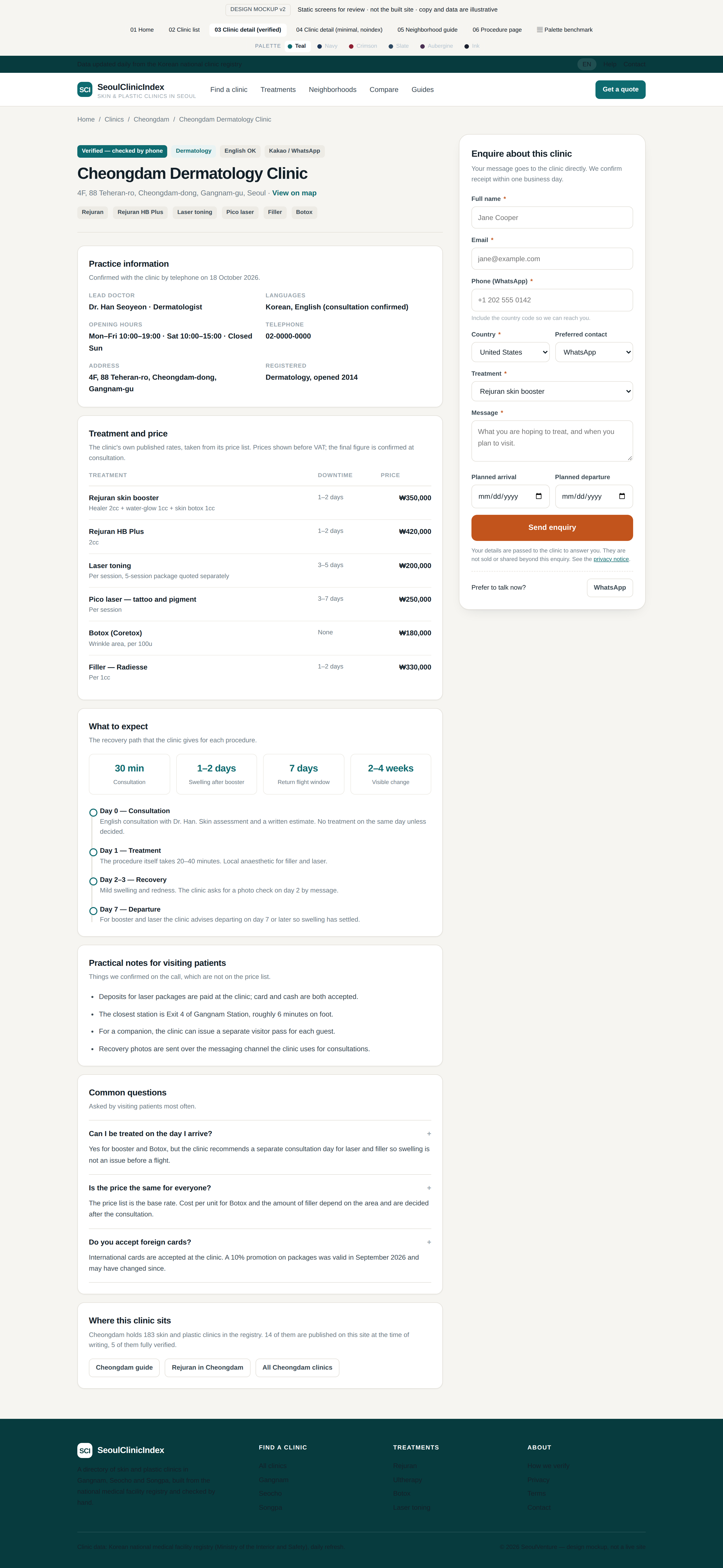 Clinic detail, desktop full