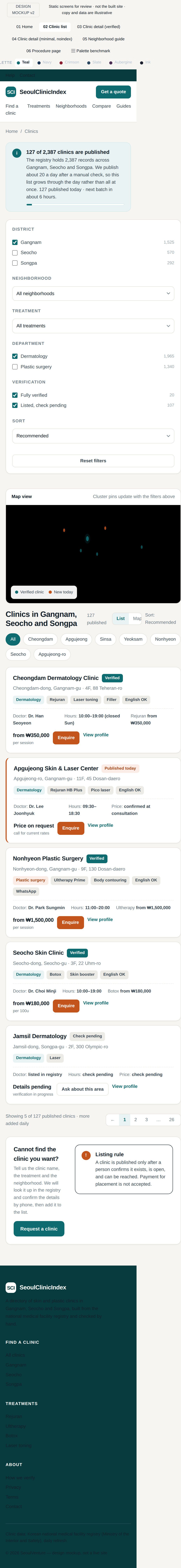 Clinic list, mobile